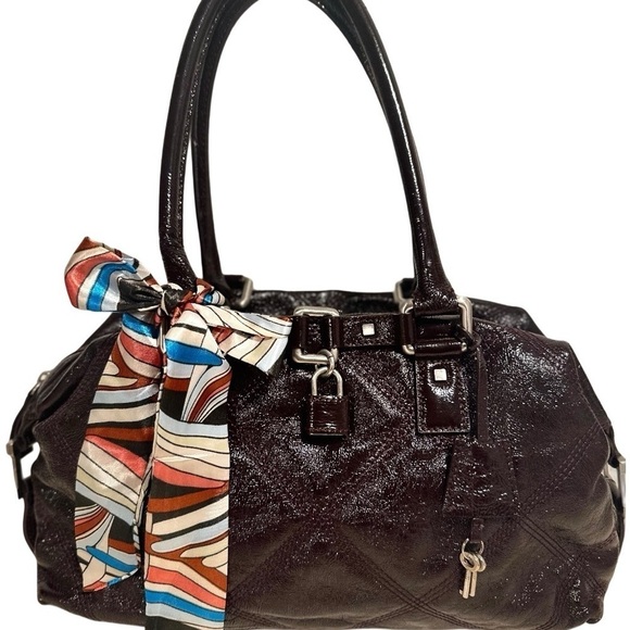 Talbots Vintage Shiny Quilted Leather Shoulder Bag Satchel Purse Dark Burgundy - Picture 16 of 16